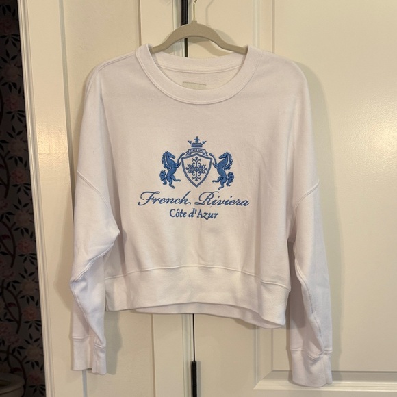 Abercrombie & Fitch Tops - Abercrombie & Fitch White Sunday Crewneck 🇫🇷 French Riviera Large